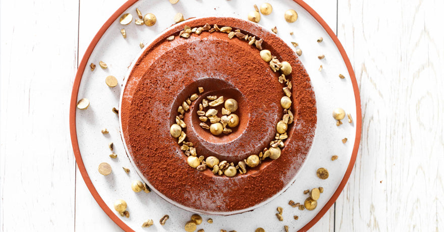 Chocolate mousse on plate